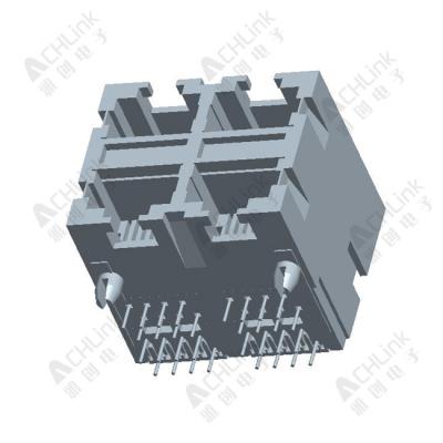 RJ45插座 8P8C 90度 全塑 四联体-1